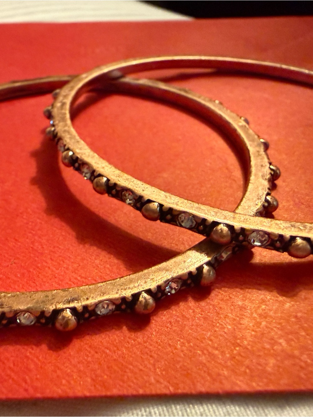 Gold-Tone Crystal Accent Bangle Bracelets - Set of 2